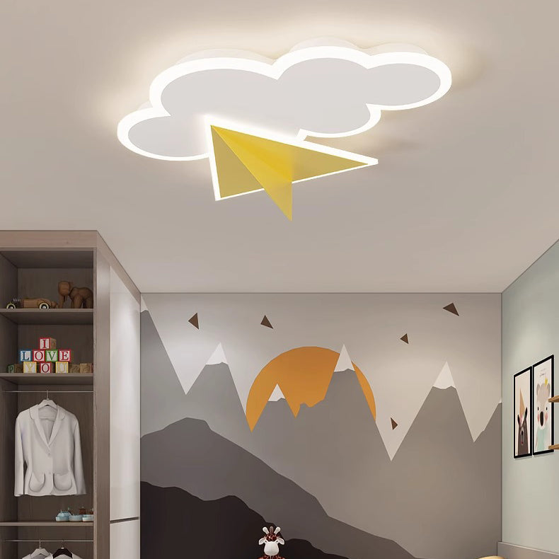 Lumendat Modern Art Deco Kids Iron Acrylic Cloud Plane LED Flush Mount Ceiling Light For Bedroom Lumendat