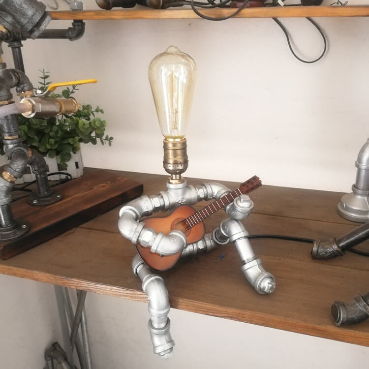 Industrial Plumbing Guitar Robot 1-Light Table Lamp Lumendat