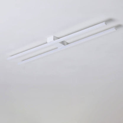 Modern Minimalist Geometric Dual Straight Line LED Semi-flush Mount Ceiling Light for Hallway