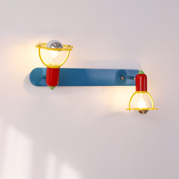 Lumendat Modern Mid-Century Kids Rectangle Round Iron Acrylic 2-Light Wall Sconce Lamp For Bedroom Lumendat