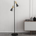 Modern Minimalist Marble Iron Horn Shade Rotatable 2-Light Standing Floor Lamp For Living Room & Bedroom Lumendat