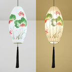 Oriental Antique Handmade Oval Lantern Fabric 1-light Pendant Light Lumendat