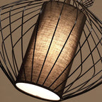 Contemporary Industrial Cage Iron Fabric 1-light Pendant Light for Living Room BulbSquare