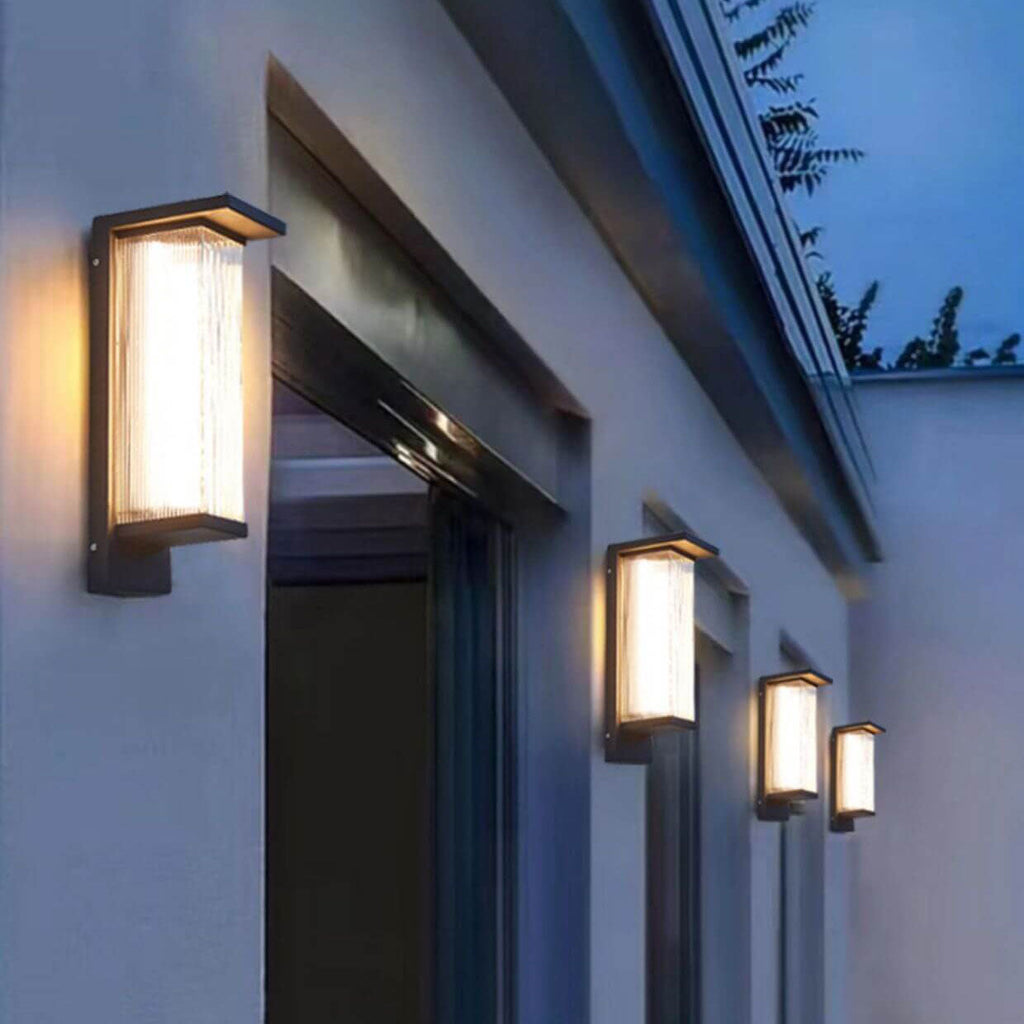 Industrial Waterproof Rectangular PC Striped Shade LED Outdoor Wall Sconce Lamp Lumendat