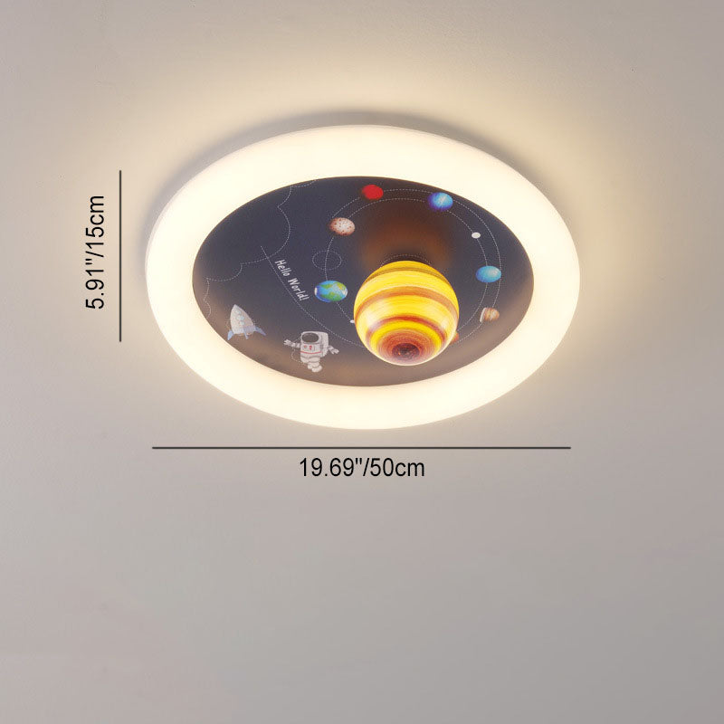 Lumendat Contemporary Nordic Hardware Round Planet Cartoon LED Flush Mount Ceiling Light For Bedroom Lumendat