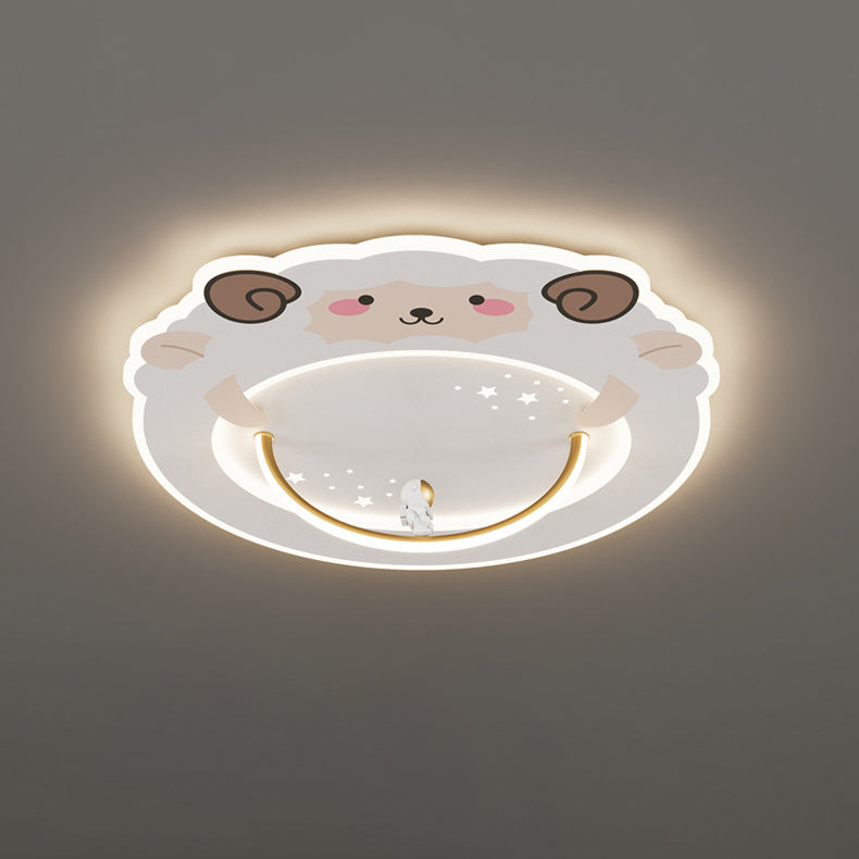 Lumendat Modern Art Deco Kids Aluminum Acrylic Penguin Panda Lion Sheep Round LED Flush Mount Ceiling Light For Bedroom Lumendat