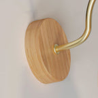 Nordic Striped Glass Round Log Wood 1-Light Wall Sconce Lamp