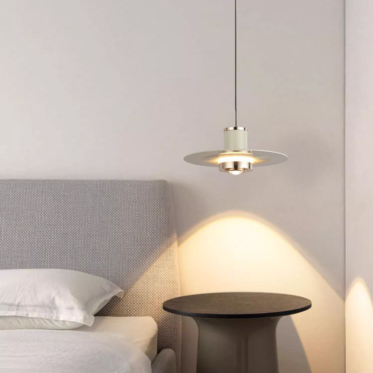 Modern Minimalist Cylinder Flying Saucer Metal LED Pendant Light for Living Room