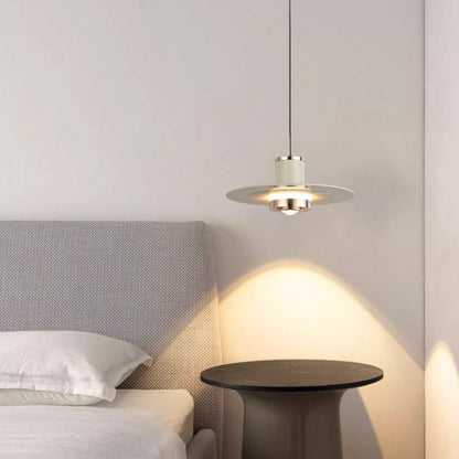 Modern Minimalist Cylinder Flying Saucer Metal LED Pendant Light for Living Room