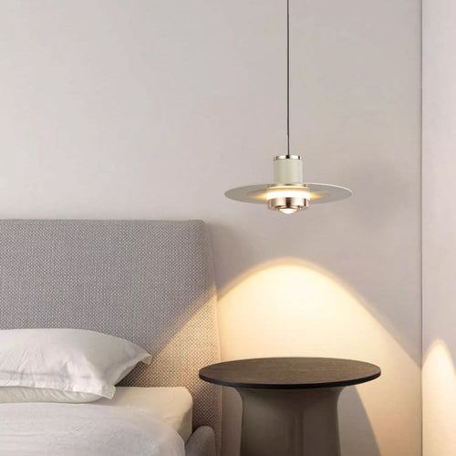 Modern Minimalist Cylinder Flying Saucer Metal LED Pendant Light for Living Room