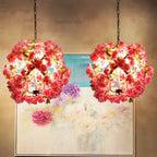 Industrial Vintage Simulation of Greenery Cherry Blossoms Iron Hemp Rope 3-light Chandelier Lumendat