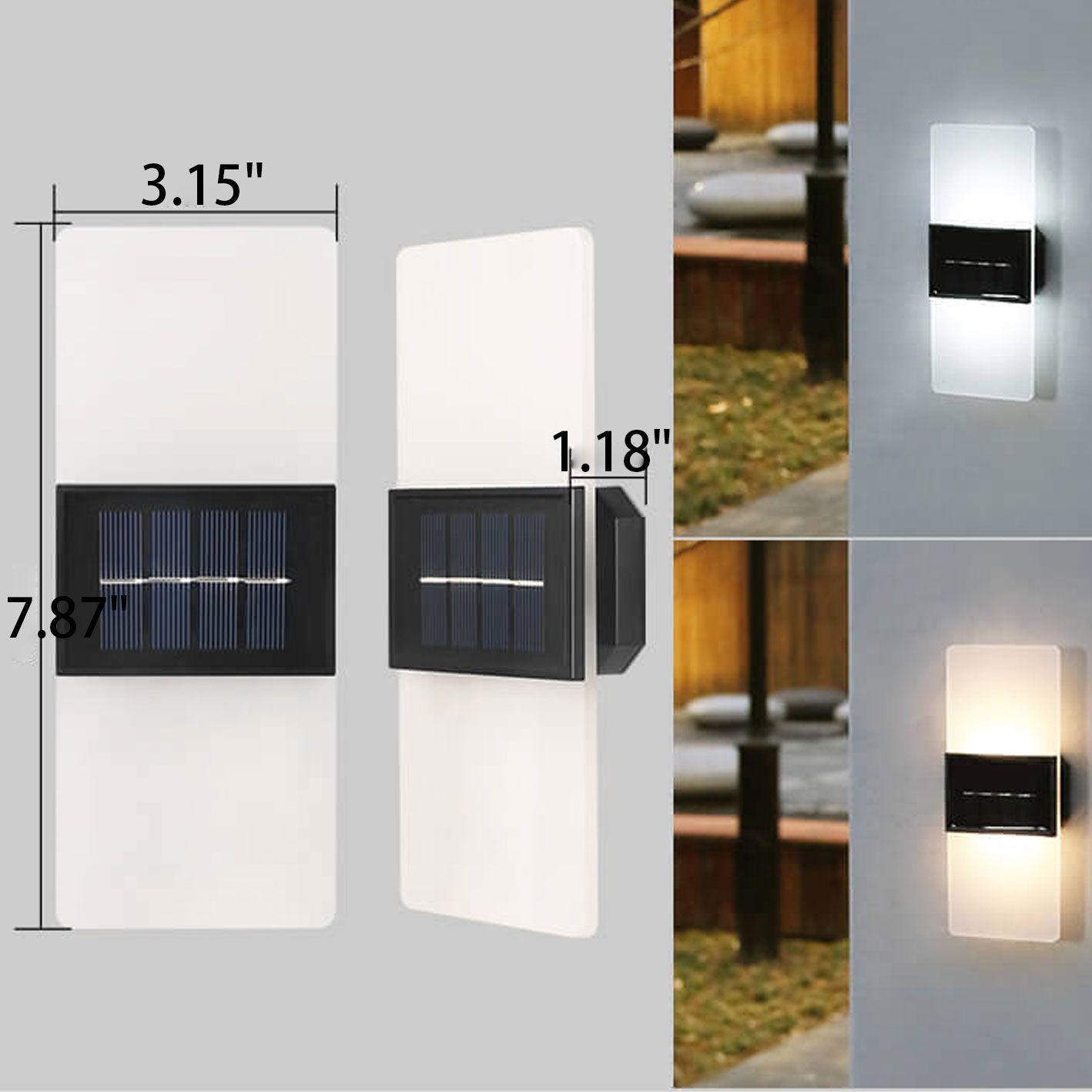 Courtyard Waterproof Acrylic LED Solar Wall Sconce Lamp Outdoor Light Lumendat