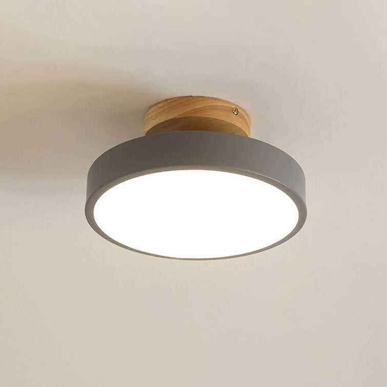 Nordic Wood Round Acrylic LED Semi-Flush Mount Ceiling Light Lumendat