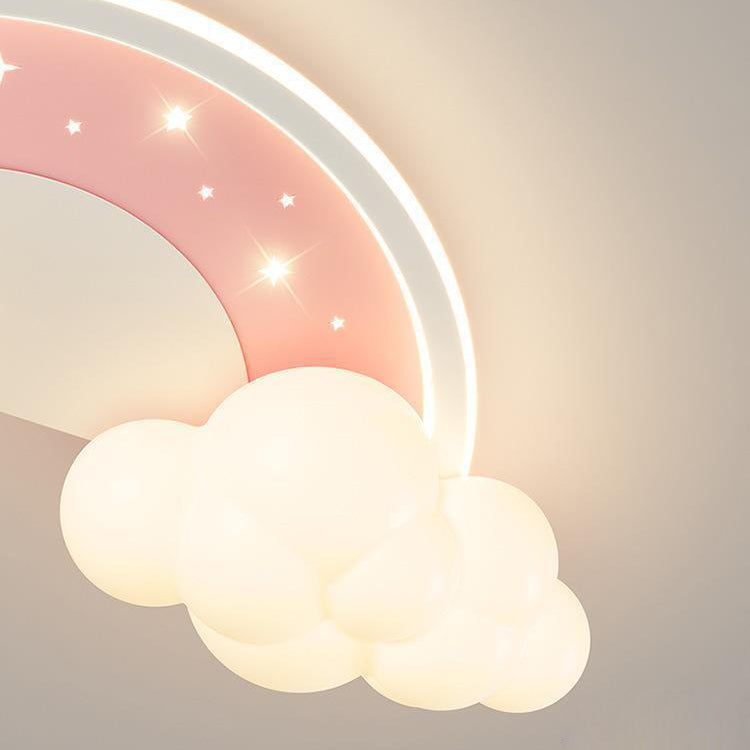 Lumendat Modern Art Deco Kids Iron PE Cloud Rainbow Semicircular Astronaut LED Flush Mount Ceiling Light For Bedroom Lumendat