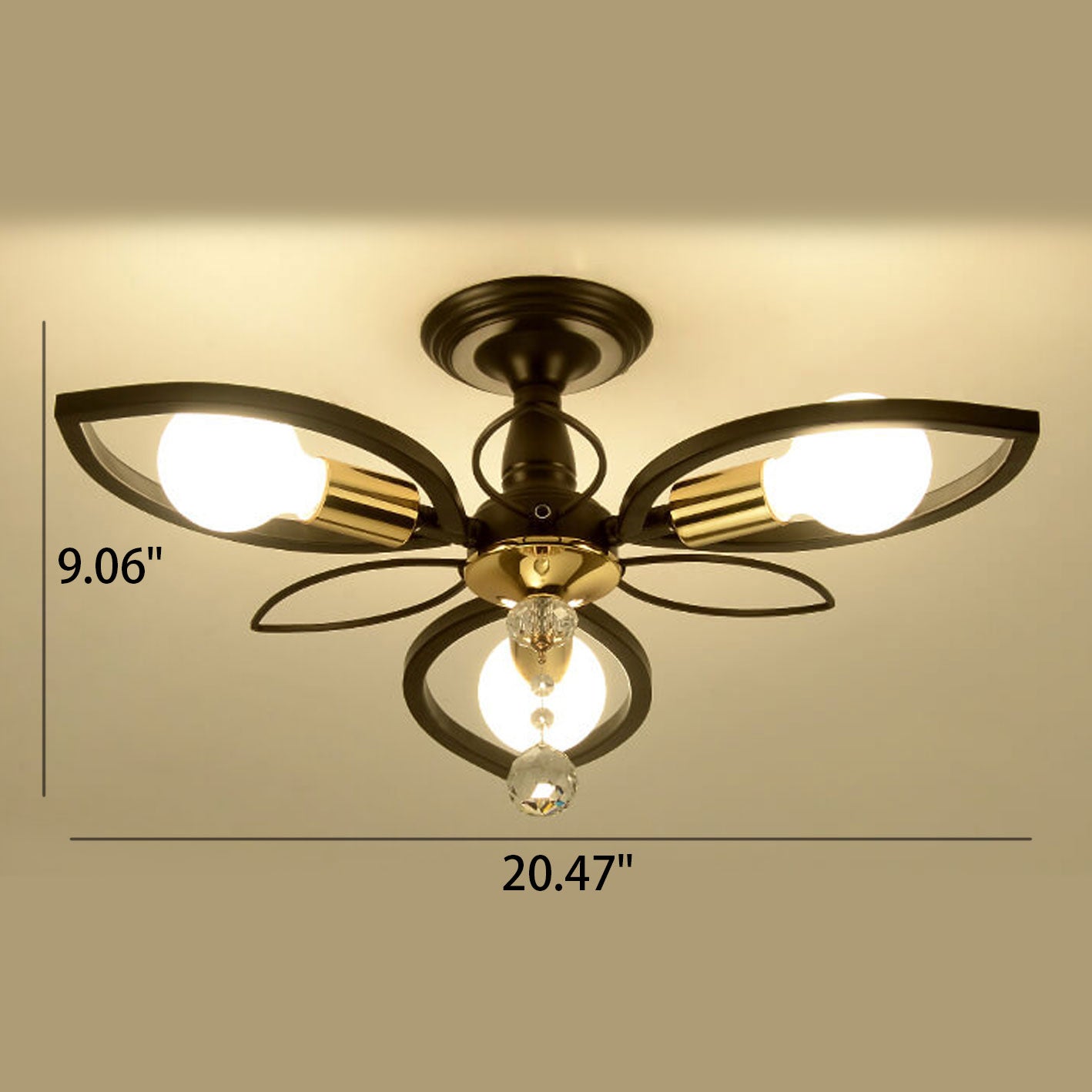 Nordic Light Luxury Wrought Iron Crystal 6/8-light Flush Mount Ceiling Light