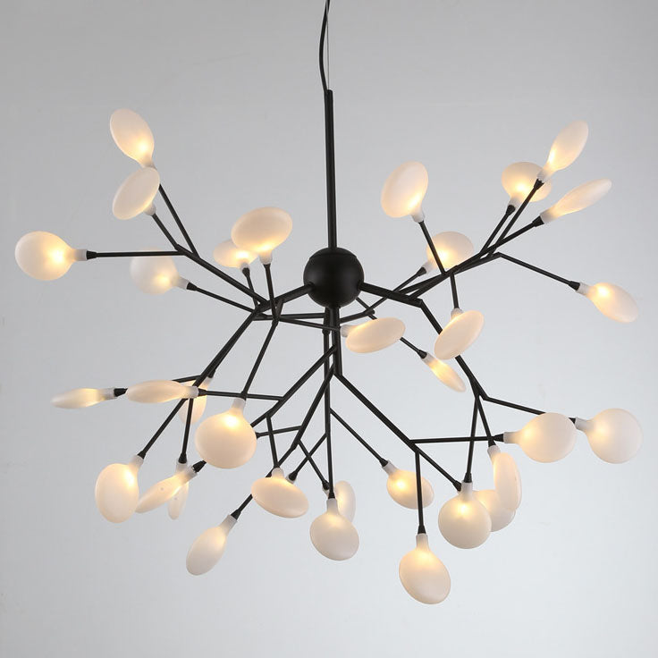 Modern LED Firefly Branch Chandelier – 27 or 36 Lights, Gold & Black