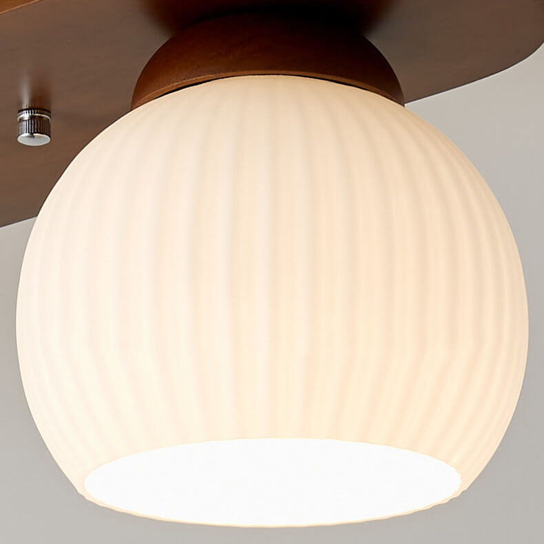 Japanese Vintage Striped Glass Wood Long Plate 2/3 Light Flush Mount Ceiling Light Lumendat