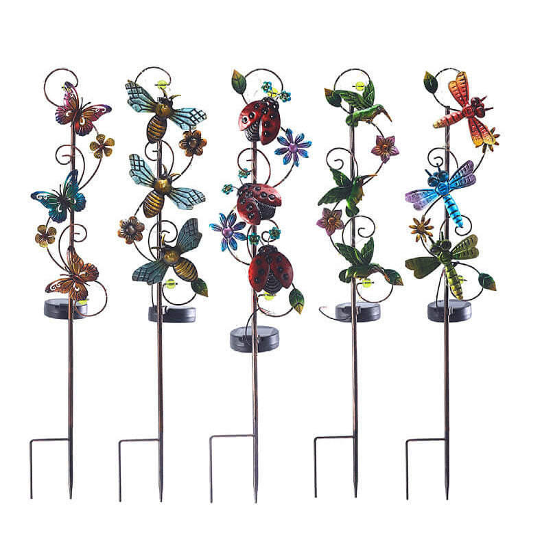 Solar Iron Hummingbird Butterfly Dragonfly Garden Lawn Landscape Light Lumendat