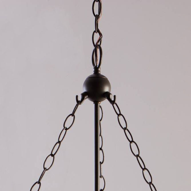 Traditional Rustic Round Glass Bucket Iron Candelabra 3-light Chandelier for Living Room
