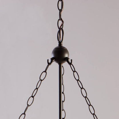 Traditional Rustic Round Glass Bucket Iron Candelabra 3-light Chandelier for Living Room