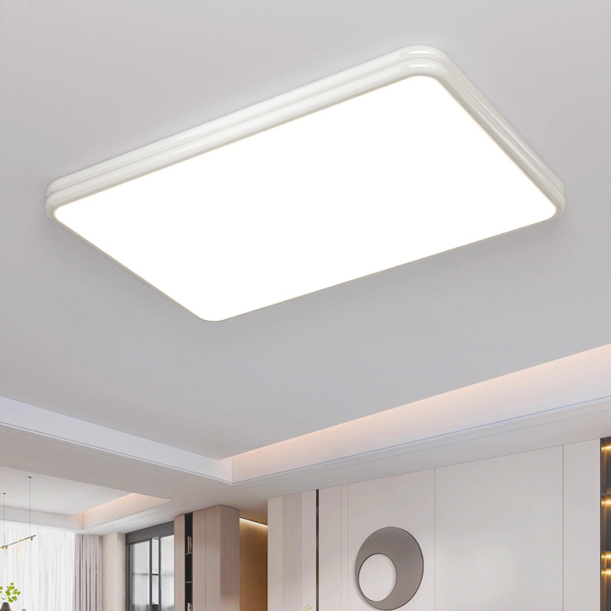 Modern Minimalist Square Rectangle Double Layer Iron Acrylic LED Flush Mount Ceiling Light for Bedroom