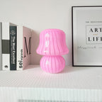 French Cream Handmade Glass Mushroom 1-Light Table Lamp Lumendat