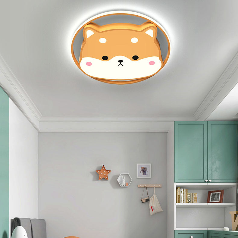 Lumendat Contemporary Creative Round Shiba Inu Kids Acrylic LED Flush Mount Ceiling Light For Bedroom Lumendat