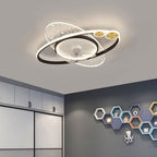 Lumendat Modern Creative Planet Star Effect LED Flush Mount Ceiling Fan Light Lumendat