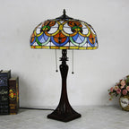 Tiffany Mediterranean Stained Glass Cone Pull Cord 2-Light Table Lamp Lumendat