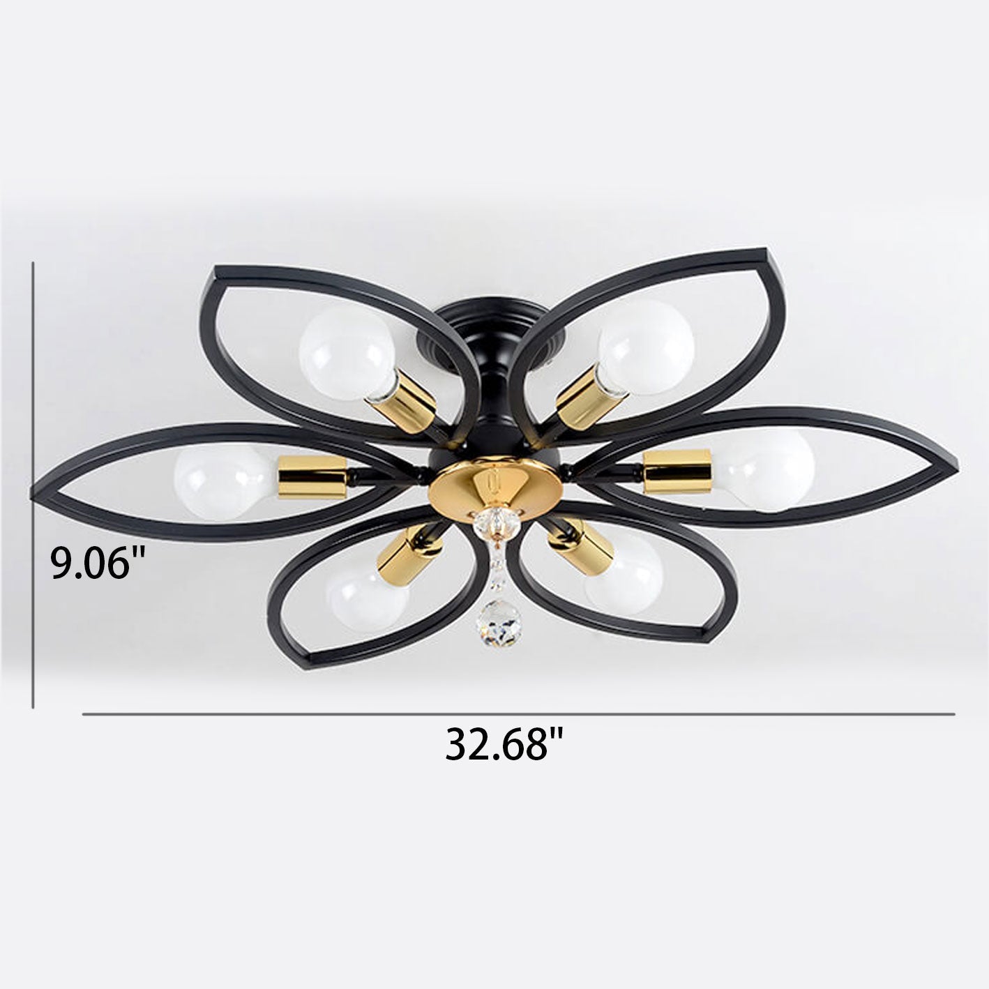Nordic Light Luxury Wrought Iron Crystal 6/8-light Flush Mount Ceiling Light
