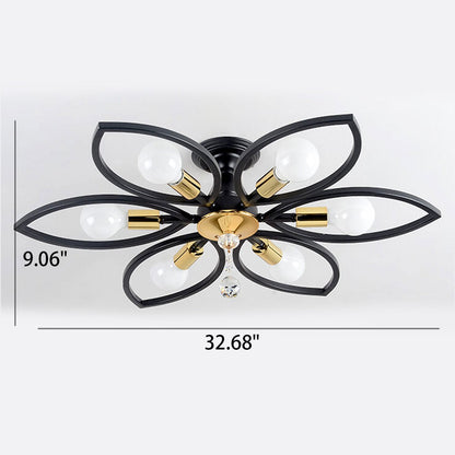 Nordic Light Luxury Wrought Iron Crystal 6/8-light Flush Mount Ceiling Light
