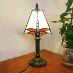European Vintage Tiffany Square Stained Glass Iron 1-Light Table Lamp Lumendat