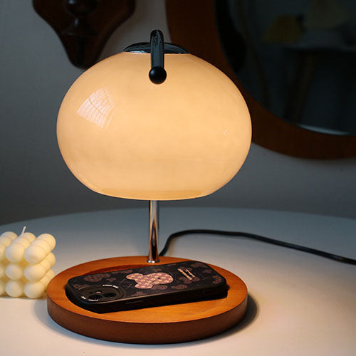 Vintage Glass Dome Solid Wood Base 1-Light Melting Wax Table Lamp Lumendat