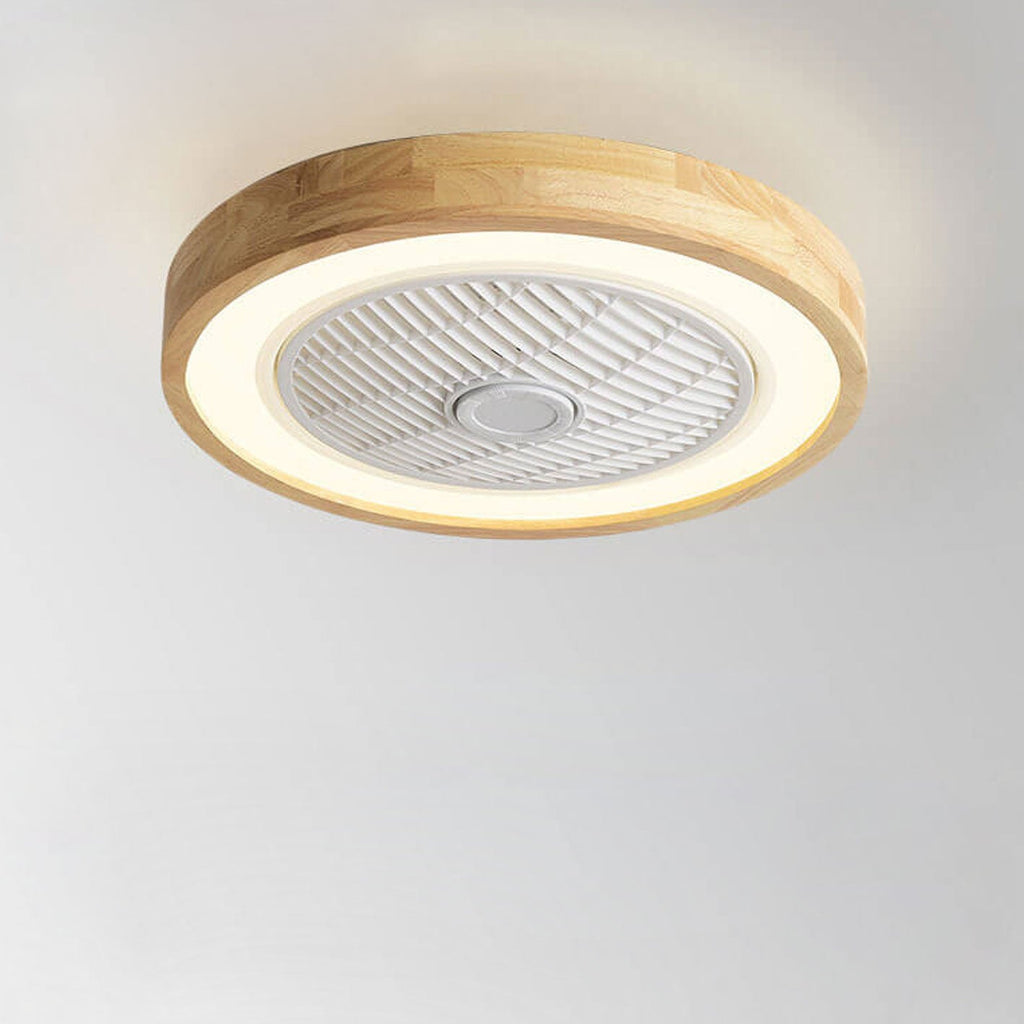 Modern Minimalist Wood Geometric LED Semi-flush Mount Ceiling Fan Light BulbSquare