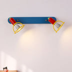 Lumendat Modern Mid-Century Kids Rectangle Round Iron Acrylic 2-Light Wall Sconce Lamp For Bedroom Lumendat