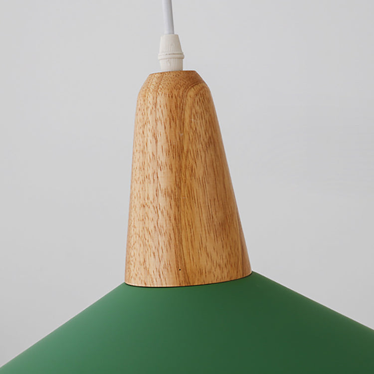 Nordic Minimalist Macaron Solid Color Aluminum Wood 1-light Pendant Light BulbSquare