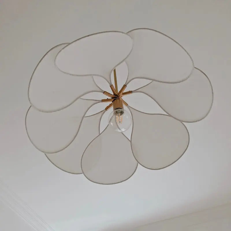 Contemporary Boho Petal Fabric Lampshade 1-light Pendant Light for Living Room BulbSquare