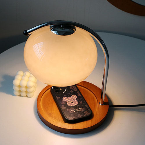 Vintage Glass Dome Solid Wood Base 1-Light Melting Wax Table Lamp Lumendat