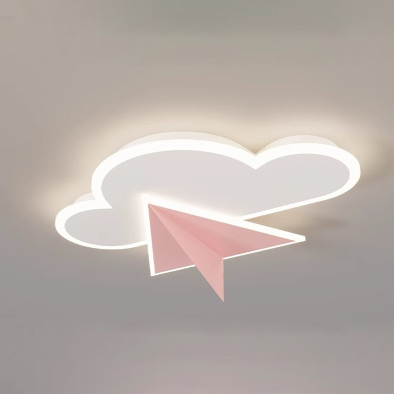 Lumendat Modern Art Deco Kids Iron Acrylic Cloud Plane LED Flush Mount Ceiling Light For Bedroom Lumendat