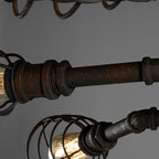 Industrial Vintage Water Pipe Round Iron 4/6/8 Light Flush Mount Ceiling Light BulbSquare