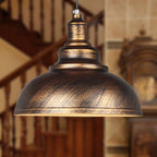 Industrial Simple Dome Round Pot Lid Iron 1-light Pendant Light BulbSquare