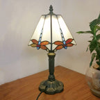 European Vintage Tiffany Square Stained Glass Iron 1-Light Table Lamp Lumendat