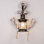 Industrial Vintage Boat Anchor Solid Wooden 1-Light Wall Sconce Lamp