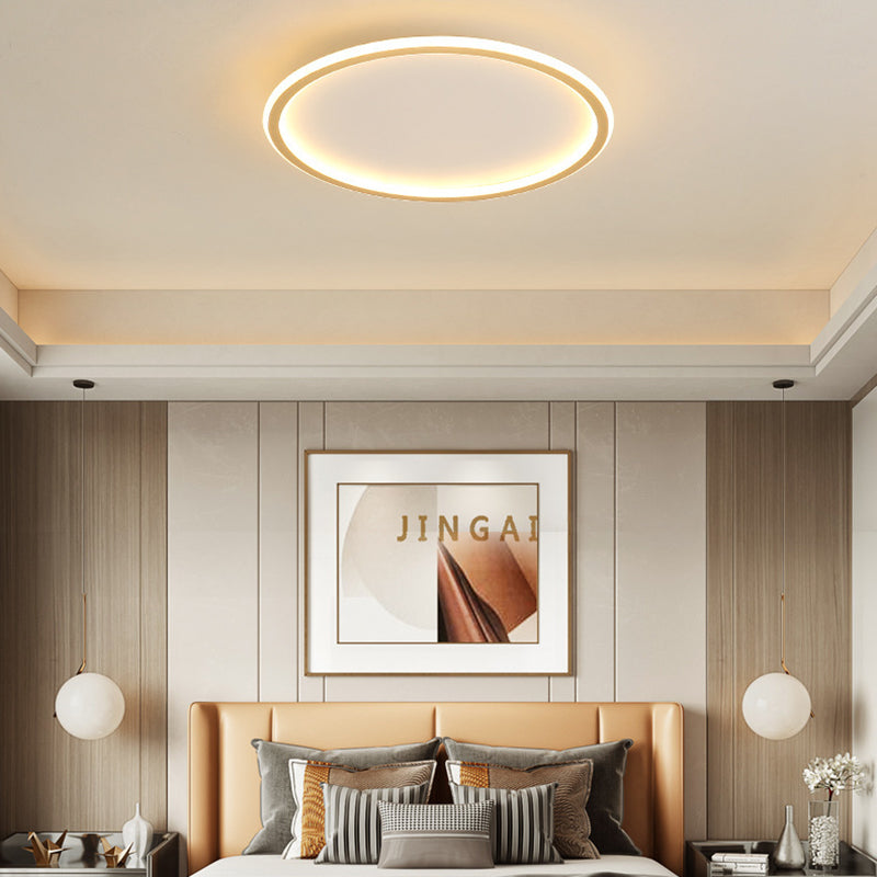 Modern Minimalist Aluminum Geometric Circle Silicone Shade LED Flush Mount Ceiling Light for Living Room