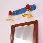 Lumendat Modern Mid-Century Kids Rectangle Round Iron Acrylic 2-Light Wall Sconce Lamp For Bedroom Lumendat