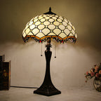 Tiffany Mediterranean Stained Glass Cone Pull Cord 2-Light Table Lamp Lumendat