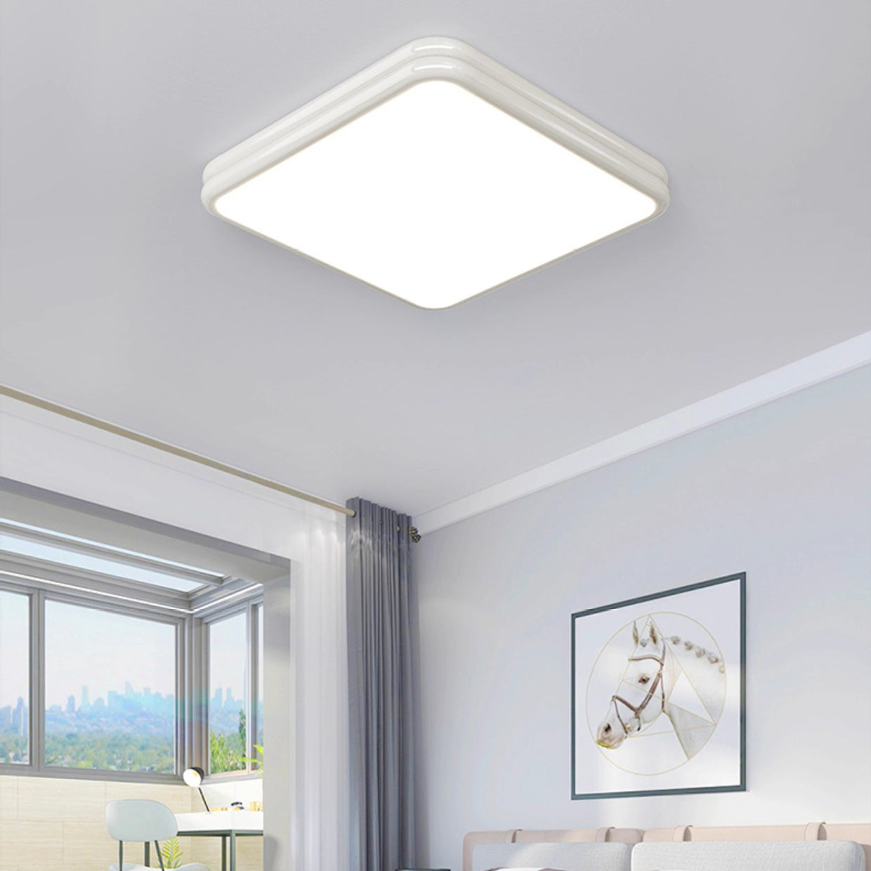 Modern Minimalist Square Rectangle Double Layer Iron Acrylic LED Flush Mount Ceiling Light for Bedroom