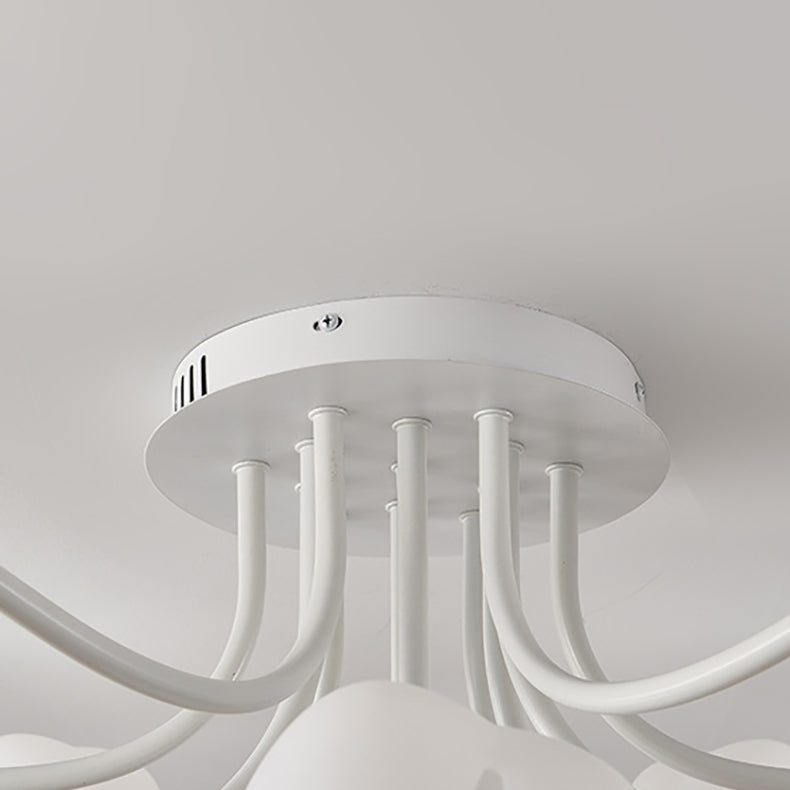 Modern Art Deco Tulip Flower Design 3/7/11/13 Light Semi-Flush Mount Ceiling Light For Living Room