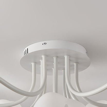 Modern Art Deco Tulip Flower Design 3/7/11/13 Light Semi-Flush Mount Ceiling Light For Living Room