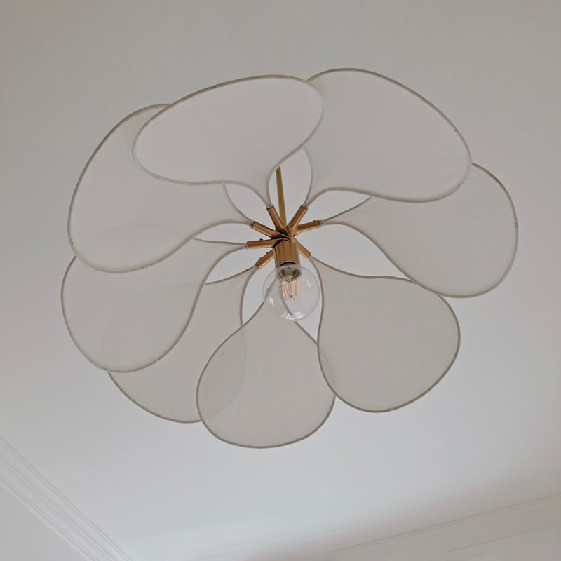 Contemporary Boho Petal Fabric Metal Lampshade 1-Light Pendant Light For Living Room Lumendat